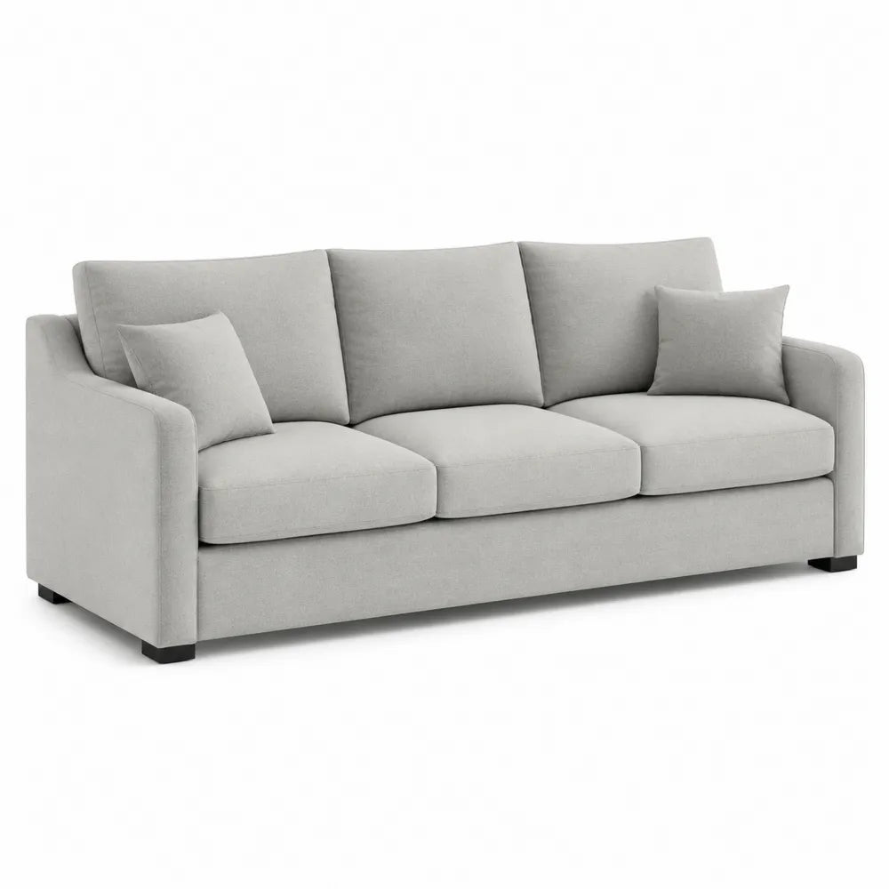 3-Sitzer Sofa 210x90x85 cm rechteckig Hellgrau Polstersofa Polyestergewebe Holzrahmen schwarze Kunststofffüße