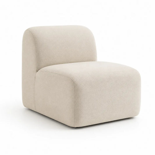 Sofamodul 1-Sitzer 80 x 90 x 75 cm Bouclé Beige rechteckig gepolstert armlos Sitzmodul