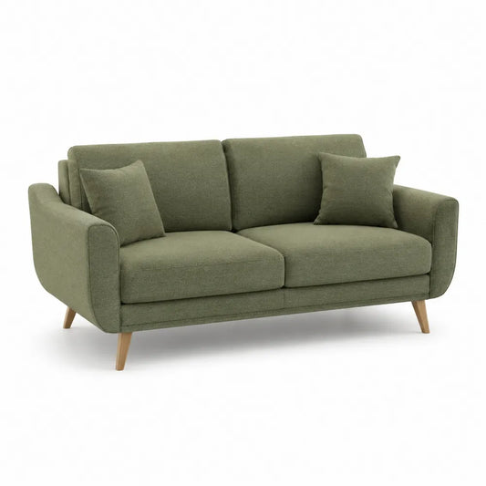 2 Sitzer Sofa 160 x 80 x 85 cm Polstersofa Grün Stoff Holzbeine rechteckig